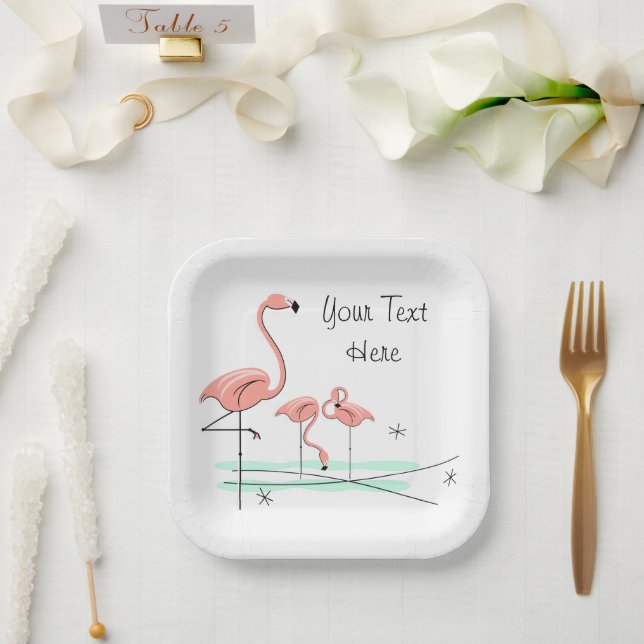 Flamingo Ocean Trio 4 Papierplatte Pappteller (Hochzeit)