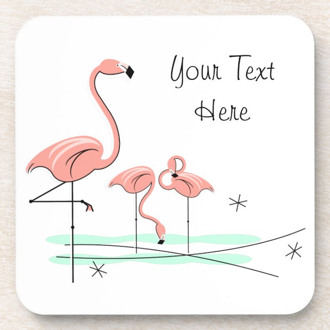Flamingo Ocean Trio 4 Text Untersetzer aus Kunstst (Vorderseite)