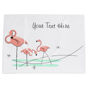 Flamingo Ocean Trio Text Geschenktasche groß Große Geschenktüte