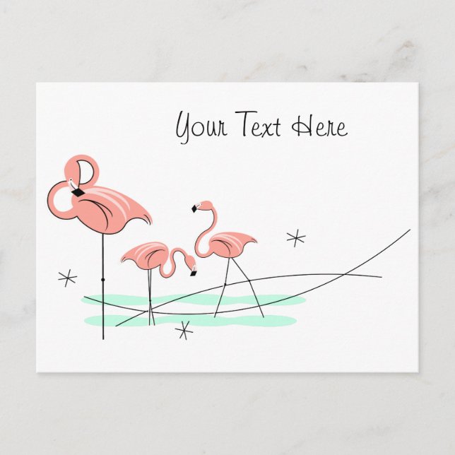 Flamingo Ocean Trio Text Postkarte (Vorderseite)