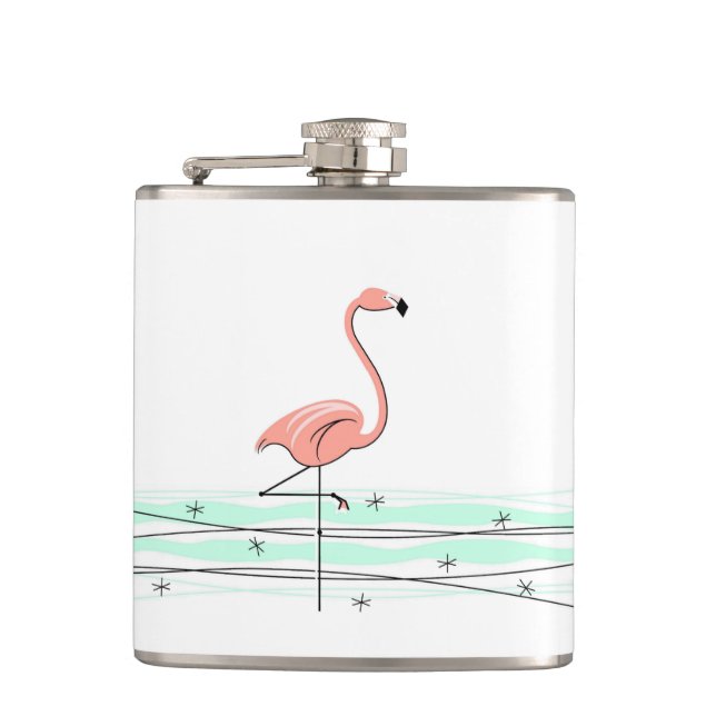 Flamingo Ocean umhüllte Flasche Flachmann (Vorderseite)
