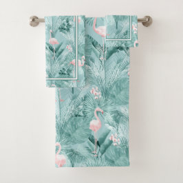 Flamingo Orchid Tropical Muster Aquamarin ID868 Ba Badhandtuch Set