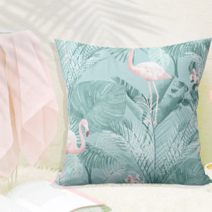 Flamingo Orchid Tropical Pattern Aquamarin ID868 Kissen