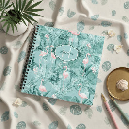 Flamingo Orchid Tropical Pattern Aquamarin ID868 Notizbuch