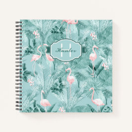 Flamingo Orchid Tropical Pattern Aquamarin ID868 Notizbuch