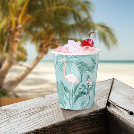 Flamingo Orchid Tropical Pattern Aquamarin ID868 Pappbecher