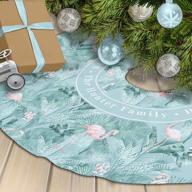 Flamingo Orchid Tropical Pattern Aquamarin ID868 Polyester Weihnachtsbaumdecke (Von Creator hochgeladen)