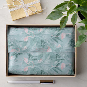 Flamingo Orchid Tropical Pattern Aquamarin ID868 Seidenpapier