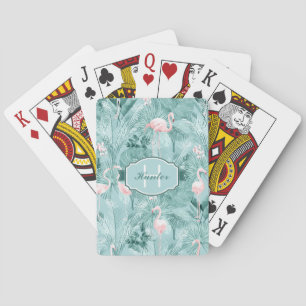 Flamingo Orchid Tropical Pattern Aquamarin ID868 Spielkarten