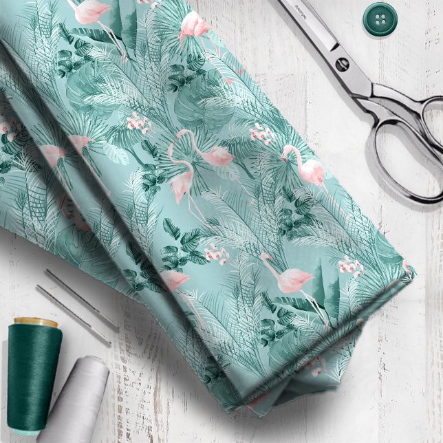 Flamingo Orchid Tropical Pattern Aquamarin ID868 Stoff (Von Creator hochgeladen)