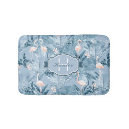 Flamingo Orchid Tropical Pattern Blue ID868 Badematte