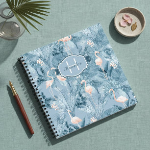 Flamingo Orchid Tropical Pattern Blue ID868 Notizbuch