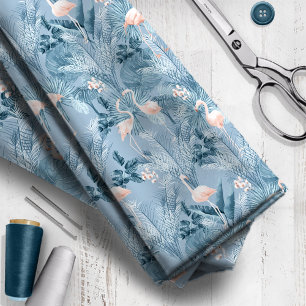 Flamingo Orchid Tropical Pattern Blue ID868 Stoff