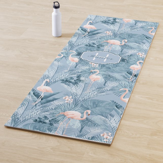 Flamingo Orchid Tropical Pattern Blue ID868 Yogamatte (Beispiel)