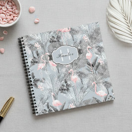 Flamingo Orchid Tropical Pattern Gray ID868 Notizbuch
