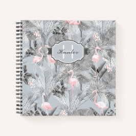 Flamingo Orchid Tropical Pattern Gray ID868 Notizbuch