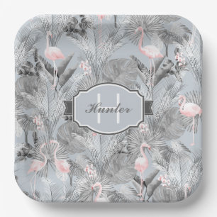 Flamingo Orchid Tropical Pattern Gray ID868 Pappteller