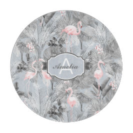 Flamingo Orchid Tropical Pattern Gray ID868 Schneidebrett