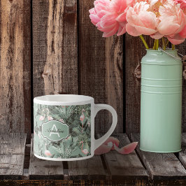 Flamingo Orchid Tropical Pattern Sage ID868 Espressotasse