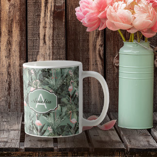 Flamingo Orchid Tropical Pattern Sage ID868 Kaffeetasse