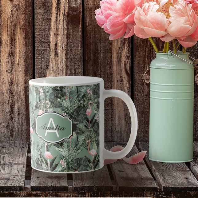 Flamingo Orchid Tropical Pattern Sage ID868 Kaffeetasse (Von Creator hochgeladen)