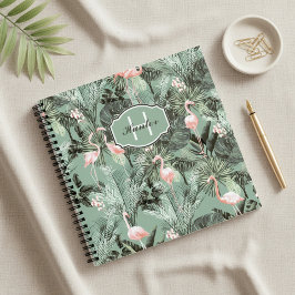 Flamingo Orchid Tropical Pattern Sage ID868 Notizbuch