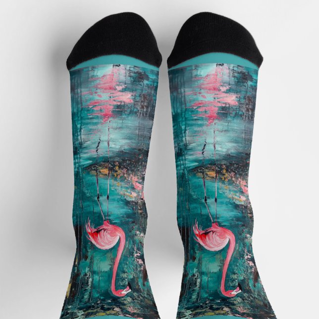 Flamingo Painted Art Socken (Oben)