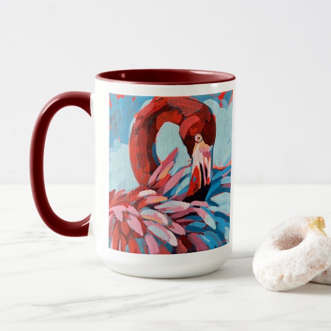 Flamingo Painting - Gift for Flamingo Lovers Tasse (Mit Donut)