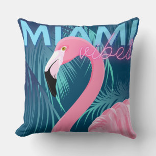 Flamingo & Palm Blätter Miami Vibes Art Deco Kissen