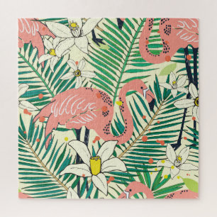 Flamingo Palm Blätter: Tropisch Vintag