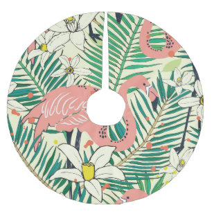 Flamingo Palm Blätter: Tropisch Vintag Polyester Weihnachtsbaumdecke