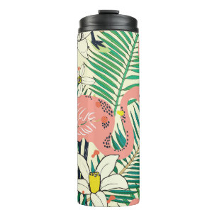 Flamingo Palm Blätter: Tropisch Vintag Thermosbecher