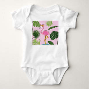 Flamingo Palm Verlasse tropisches Design Baby Strampler