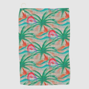 Flamingo-Palme-Leinwand-Blick Golfhandtuch
