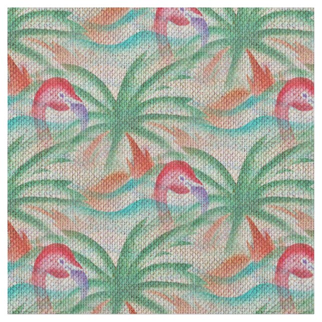 Flamingo-Palme-Leinwand-Blick Stoff (Nahaufnahme)