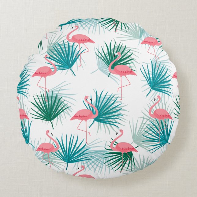 Flamingo Palms Throw Kissen (Vorderseite)