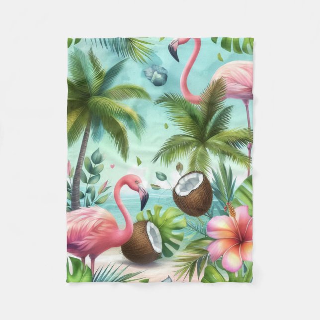 Flamingo-Paradies Fleecedecke (Vorderseite)