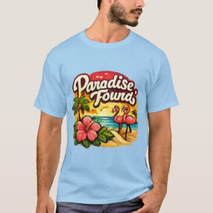 Flamingo   Paradies gefunden Tropischer Strand  T-Shirt