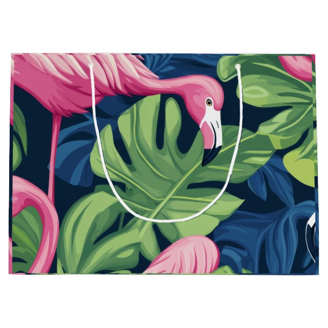 Flamingo Paradise Gift Bag" Große Geschenktüte (Vorderseite)