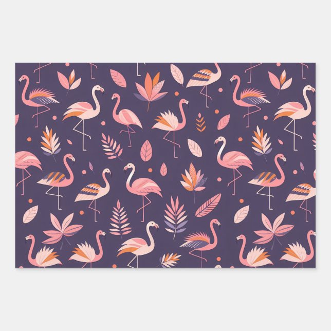 Flamingo Paradise Pattern Geschenkpapier Set (Vorderseite)