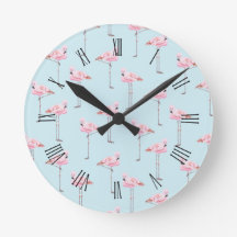 FLAMINGO-PARK BLAUE runde Wanduhr