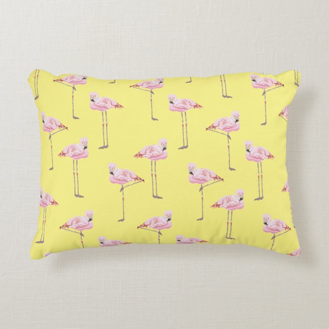 FLAMINGO-PARK ROSA UND GELBES FLAMINGO Kissen (Vorderseite)