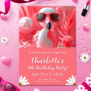 Flamingo Party Geburtstag für Kinder Einladung