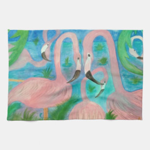 Flamingo Party Kunsttuch Küchentuch