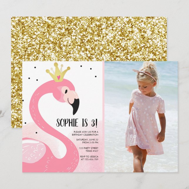 Flamingo-Party tropischer rosa Einladung (Vorne/Hinten)