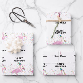 Flamingo Partying - Tiere bei der Geburtstagsparty Geschenkpapier Set