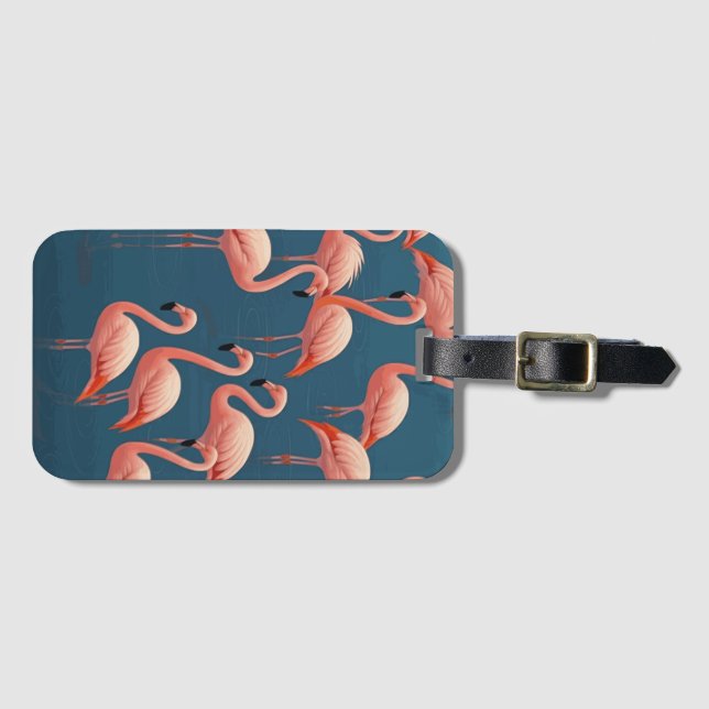 Flamingo Pattern Gepäckanhänger (Vorderseite (Horizontal))