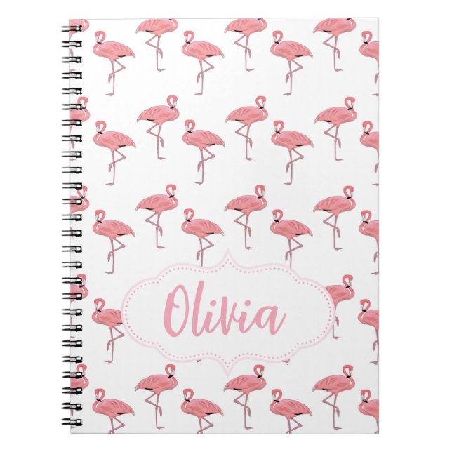 Flamingo Pattern Individuelle Name Notizblock (Vorderseite)