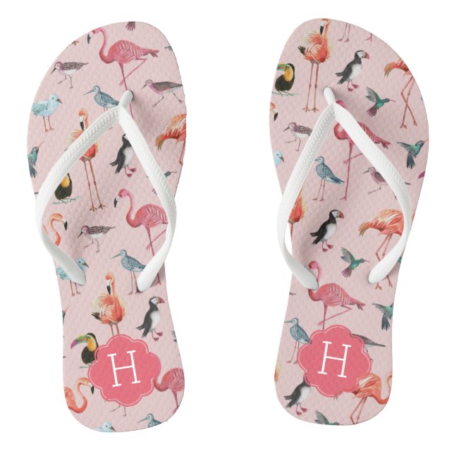 Flamingo Pattern Monogram | Flip Flops (Fußbett)