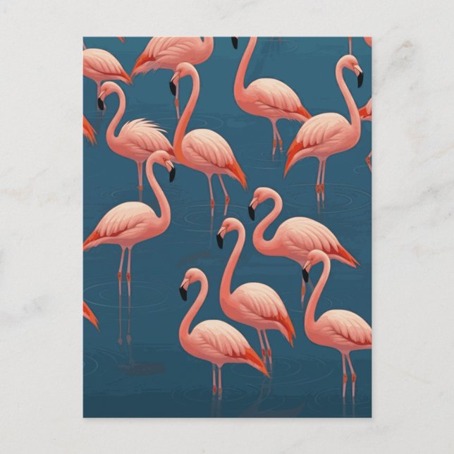 Flamingo Pattern Postkarte (Vorderseite)